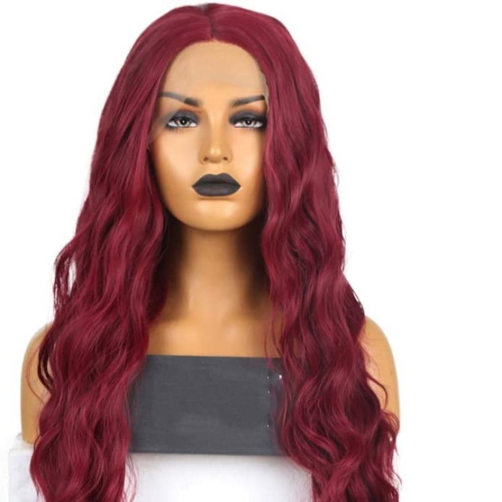 24inch Burgundy Long Loose Wave Lace Front Wig